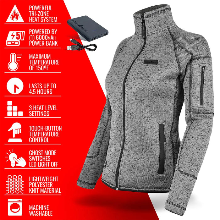 ActionHeat 5V Women's Battery Heated Sweater Jacket (8459001594021)