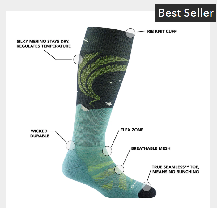 Darn Tough Women's Aurora Lightweight Ski & Snowboard Sock (8036) (8810155868325)