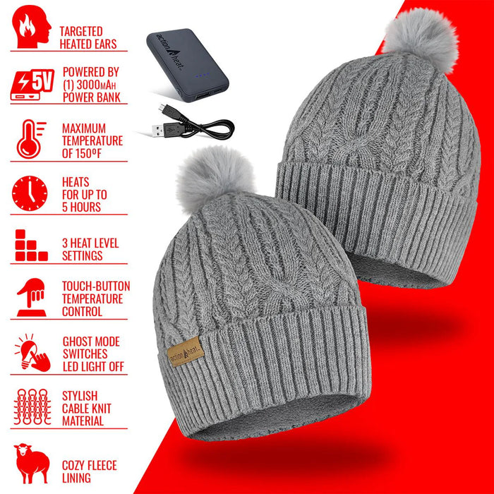 ActionHeat 5V Battery Heated Cable Knit Beanie (8840191574181)